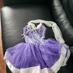 Charming Purple and White Kids Dance Costume